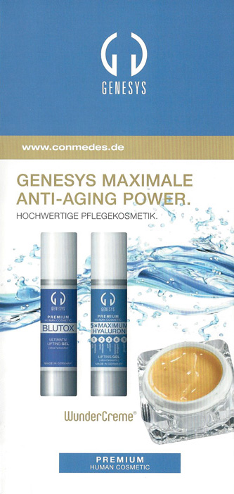 Genesys maximale anti-ageing power.

Hochwertige Pflegekosmetik